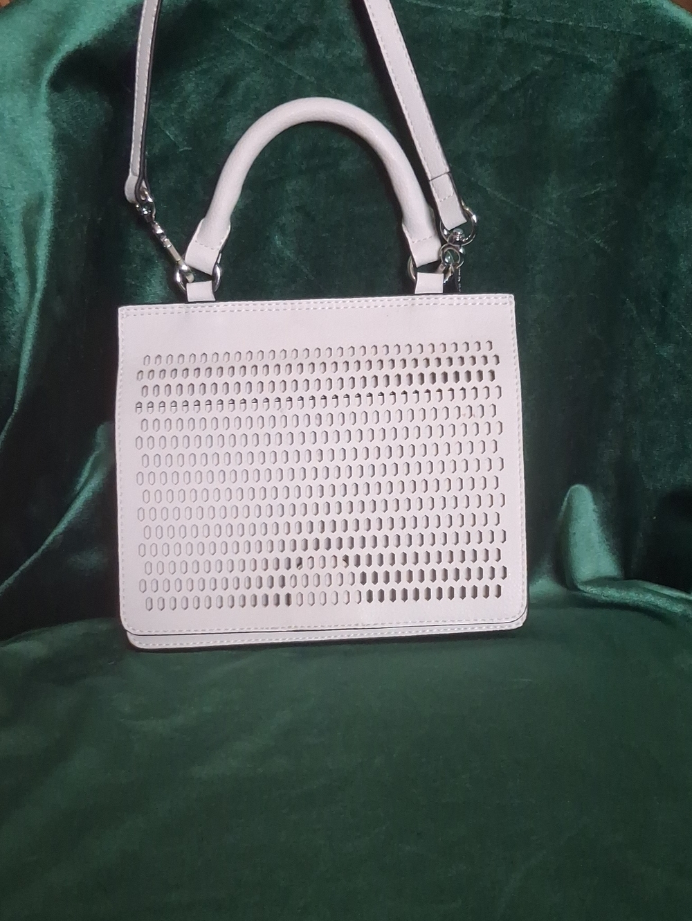 Vince Camuto White Perforated Top-Handle Satchel